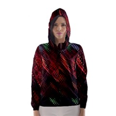 Abstract Green And Red Background Hooded Wind Breaker (women) by Simbadda