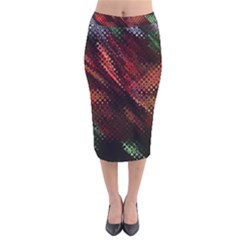 Abstract Green And Red Background Velvet Midi Pencil Skirt by Simbadda