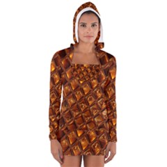 Caramel Honeycomb An Abstract Image Women s Long Sleeve Hooded T-shirt by Simbadda