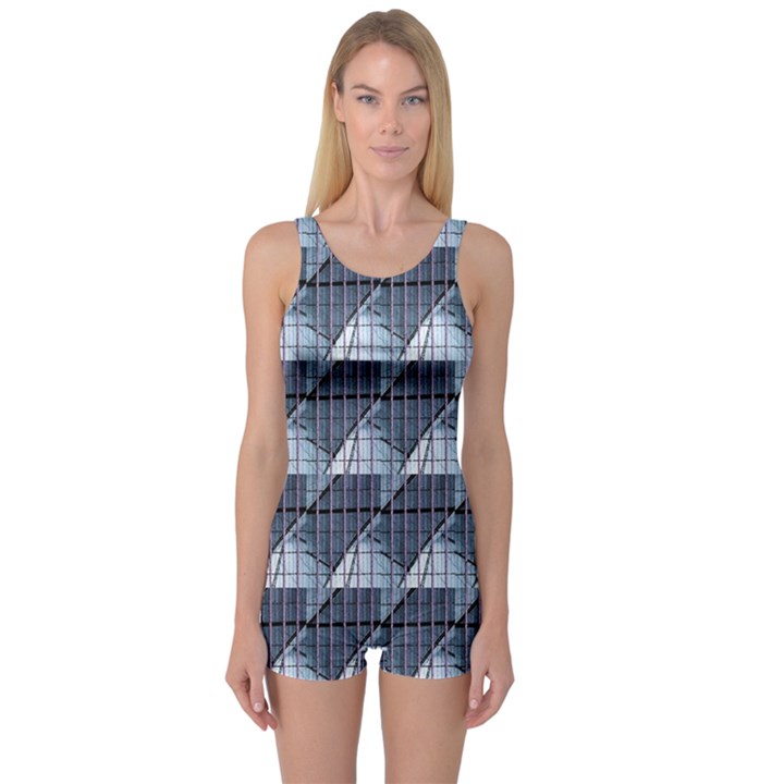 Snow Peak Abstract Blue Wallpaper One Piece Boyleg Swimsuit