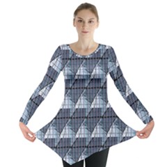 Snow Peak Abstract Blue Wallpaper Long Sleeve Tunic 