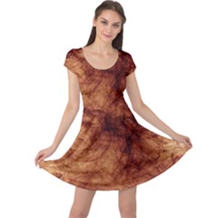 Abstract Brown Smoke Cap Sleeve Dresses by Simbadda