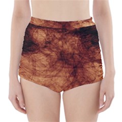 Abstract Brown Smoke High-waisted Bikini Bottoms by Simbadda