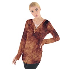 Abstract Brown Smoke Women s Tie Up Tee by Simbadda