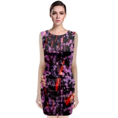 Abstract Painting Digital Graphic Art Sleeveless Velvet Midi Dress by Simbadda