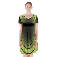 Spiral Tunnel Abstract Background Pattern Short Sleeve V-neck Flare Dress by Simbadda