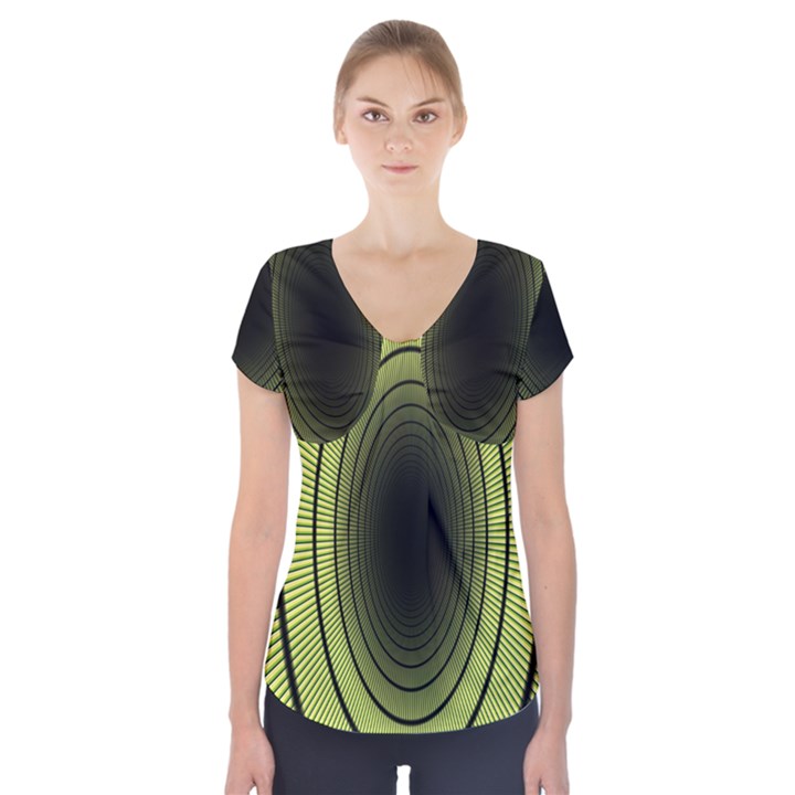 Spiral Tunnel Abstract Background Pattern Short Sleeve Front Detail Top