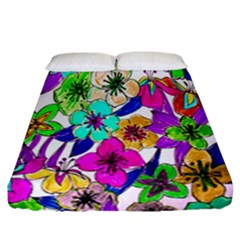 Floral Colorful Background Of Hand Drawn Flowers Fitted Sheet (california King Size) by Simbadda