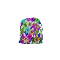 Floral Colorful Background Of Hand Drawn Flowers Drawstring Pouches (xs)  by Simbadda