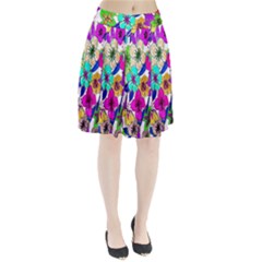 Floral Colorful Background Of Hand Drawn Flowers Pleated Skirt by Simbadda