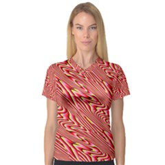 Abstract Neutral Pattern Women s V-neck Sport Mesh Tee