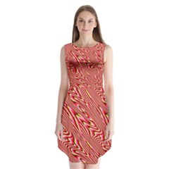 Abstract Neutral Pattern Sleeveless Chiffon Dress  