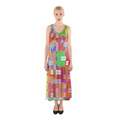 Abstract Polka Dot Pattern Digitally Created Abstract Background Pattern With An Urban Feel Sleeveless Maxi Dress by Simbadda