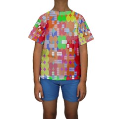 Abstract Polka Dot Pattern Digitally Created Abstract Background Pattern With An Urban Feel Kids  Short Sleeve Swimwear