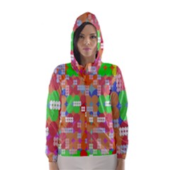 Abstract Polka Dot Pattern Digitally Created Abstract Background Pattern With An Urban Feel Hooded Wind Breaker (women) by Simbadda