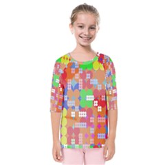 Abstract Polka Dot Pattern Digitally Created Abstract Background Pattern With An Urban Feel Kids  Quarter Sleeve Raglan Tee