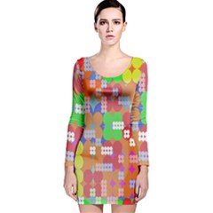 Abstract Polka Dot Pattern Digitally Created Abstract Background Pattern With An Urban Feel Long Sleeve Velvet Bodycon Dress