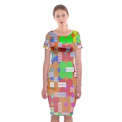 Abstract Polka Dot Pattern Digitally Created Abstract Background Pattern With An Urban Feel Classic Short Sleeve Midi Dress by Simbadda