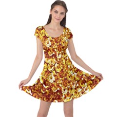 Yellow Abstract Background Cap Sleeve Dresses by Simbadda