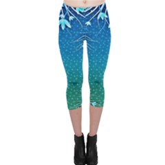 Floral 2d Illustration Background Capri Leggings 