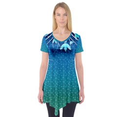 Floral 2d Illustration Background Short Sleeve Tunic 