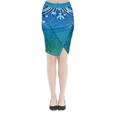 Floral 2d Illustration Background Midi Wrap Pencil Skirt