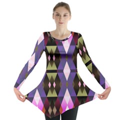 Geometric Abstract Background Art Long Sleeve Tunic  by Nexatart