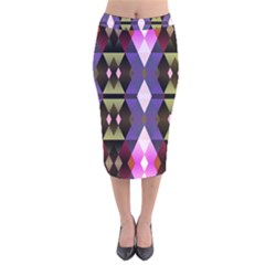 Geometric Abstract Background Art Velvet Midi Pencil Skirt