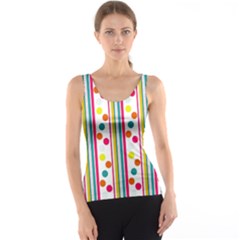 Stripes And Polka Dots Colorful Pattern Wallpaper Background Tank Top by Nexatart