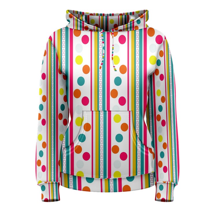 Stripes And Polka Dots Colorful Pattern Wallpaper Background Women s Pullover Hoodie