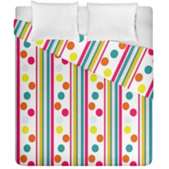 Stripes And Polka Dots Colorful Pattern Wallpaper Background Duvet Cover Double Side (california King Size)