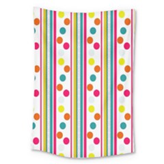 Stripes And Polka Dots Colorful Pattern Wallpaper Background Large Tapestry