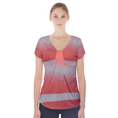 Orange Stripes Colorful Background Textile Cotton Cloth Pattern Stripes Colorful Orange Neo Short Sleeve Front Detail Top