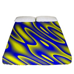 Blue Yellow Wave Abstract Background Fitted Sheet (california King Size)