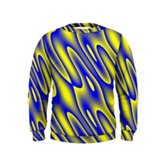 Blue Yellow Wave Abstract Background Kids  Sweatshirt by Nexatart