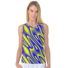 Blue Yellow Wave Abstract Background Women s Basketball Tank Top by Nexatart