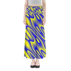 Blue Yellow Wave Abstract Background Maxi Skirts by Nexatart