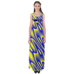 Blue Yellow Wave Abstract Background Empire Waist Maxi Dress