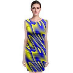 Blue Yellow Wave Abstract Background Classic Sleeveless Midi Dress by Nexatart