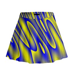 Blue Yellow Wave Abstract Background Mini Flare Skirt by Nexatart