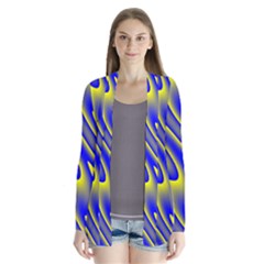 Blue Yellow Wave Abstract Background Cardigans