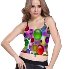 Colored Bubbles Squares Background Spaghetti Strap Bra Top by Nexatart