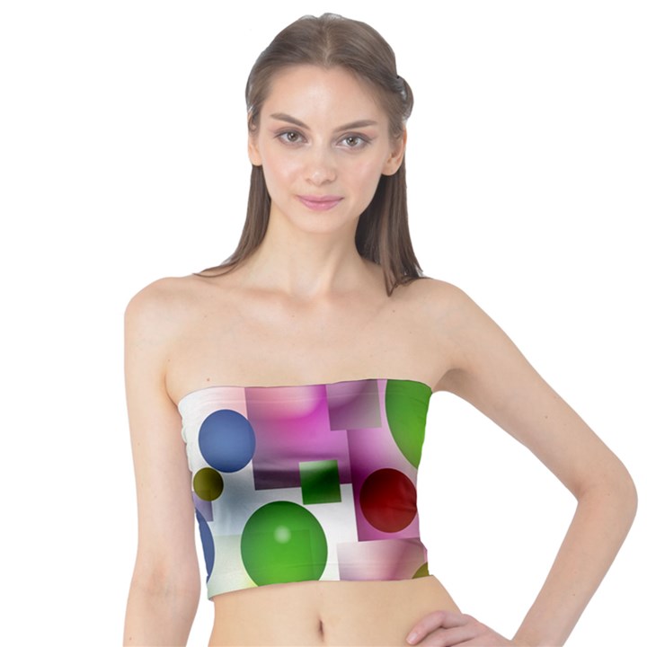 Colored Bubbles Squares Background Tube Top