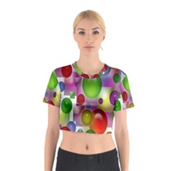 Colored Bubbles Squares Background Cotton Crop Top by Nexatart