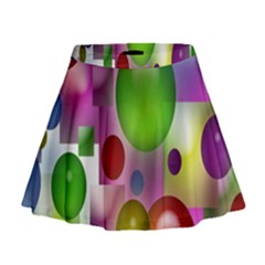 Colored Bubbles Squares Background Mini Flare Skirt by Nexatart