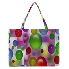 Colored Bubbles Squares Background Medium Zipper Tote Bag