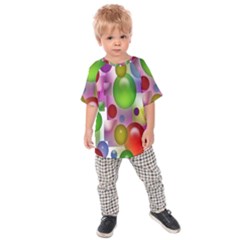 Colored Bubbles Squares Background Kids  Raglan Tee