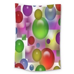 Colored Bubbles Squares Background Large Tapestry