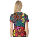 Digitally Created Abstract Patchwork Collage Pattern Women s V-Neck Sport Mesh Tee View2