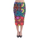 Digitally Created Abstract Patchwork Collage Pattern Velvet Midi Pencil Skirt View1